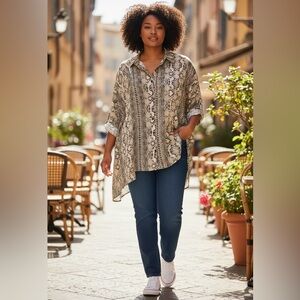 Fred David Faux Snake Skin Print Blouse‎
